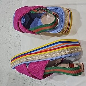 GUCCI SOFT SPONGE SANDAL SIZE 38 VIOLET FABRIC RUBBER MULTI COLOR SOLE.